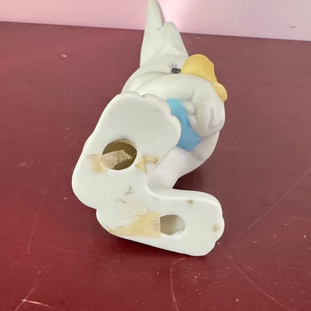 Vintage Homco White and Yellow Ceramic Easter Bunny Figurines 1980’s- 1990’s